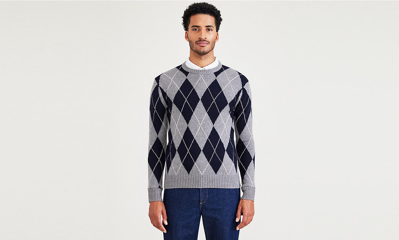 Dockers crafted sweater cliff argyle gloria mid grey
